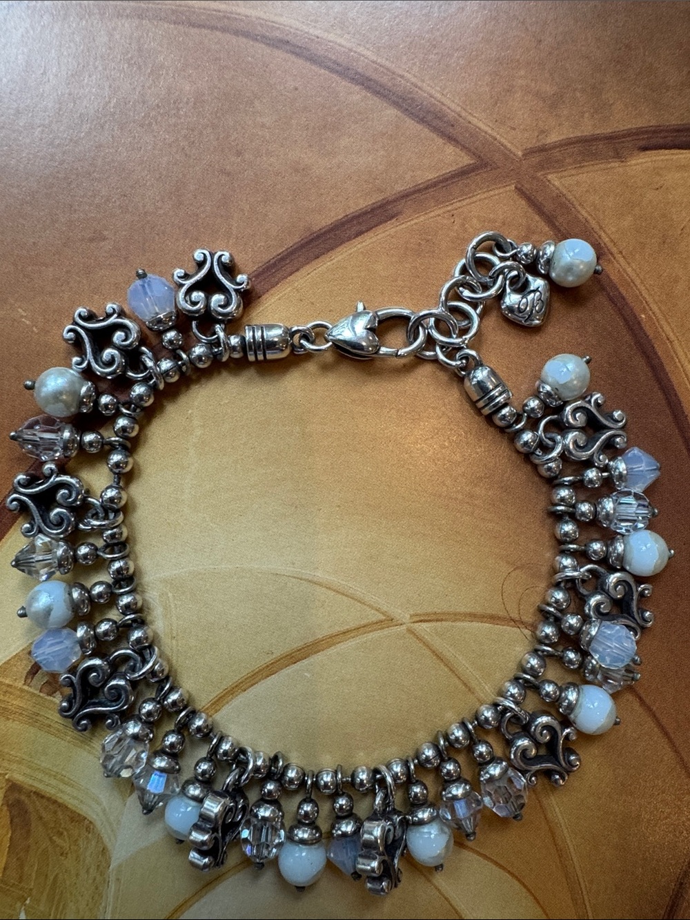 BRIGHTON Silver-Tone Crystal & Pearl Charm Bracelet - Women Jewelry - Picture 4 of 15